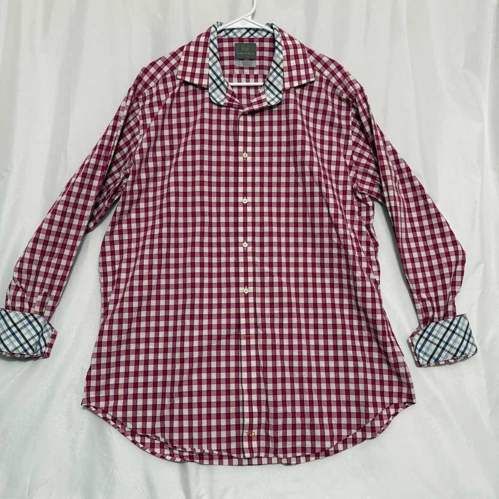 Thomas Dean, Red, Blue and White Checkered Shirt, size XL